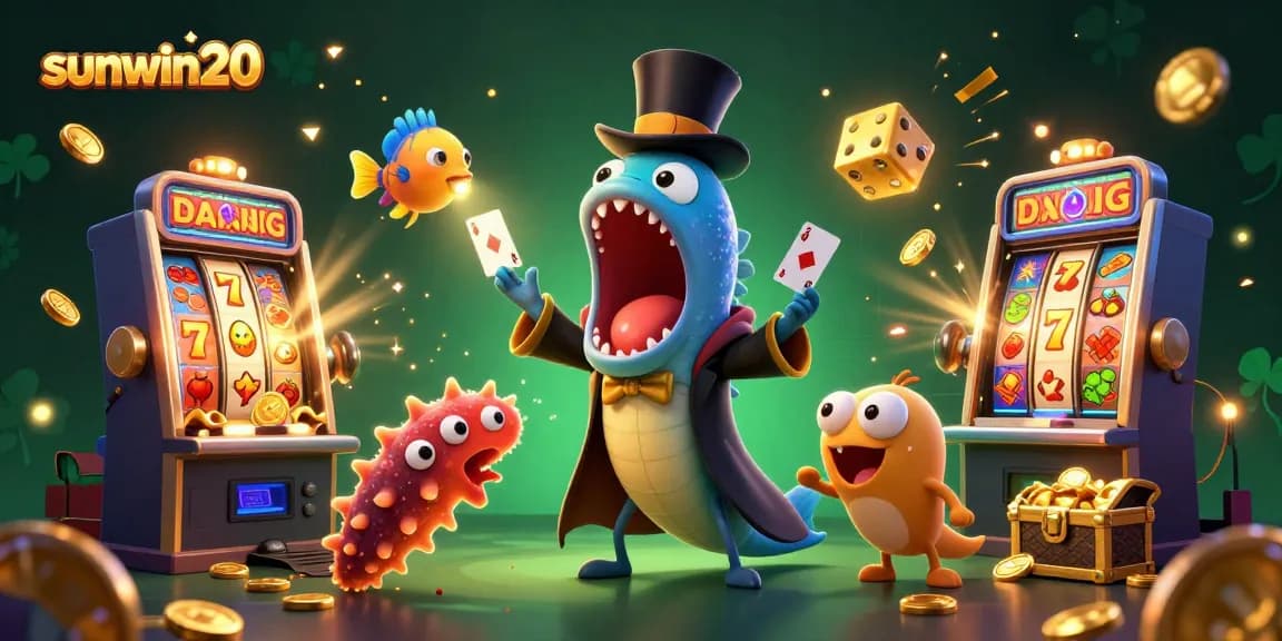 Immerse in a vibrant sunwin20 casino world with a magical eel performing tricks amid exciting slot games.