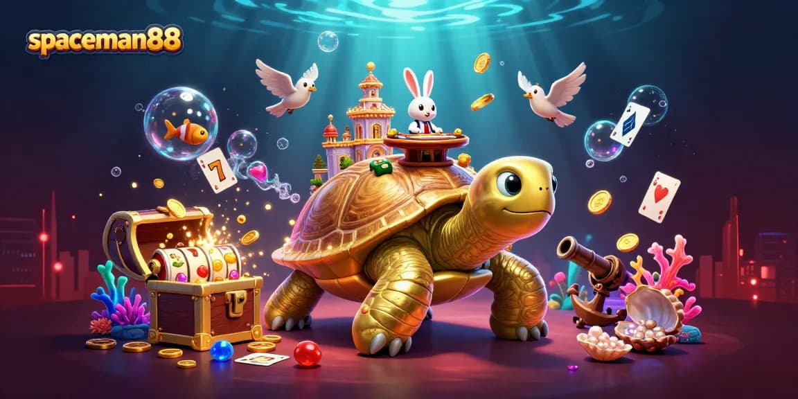 Experience the fortune with spaceman88 in this vibrant casino-themed underwater scene.