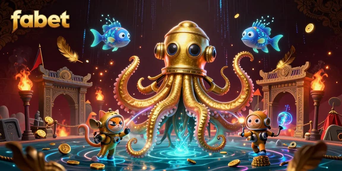 Engage with fabet for thrilling underwater gaming adventures featuring a kraken and treasure.