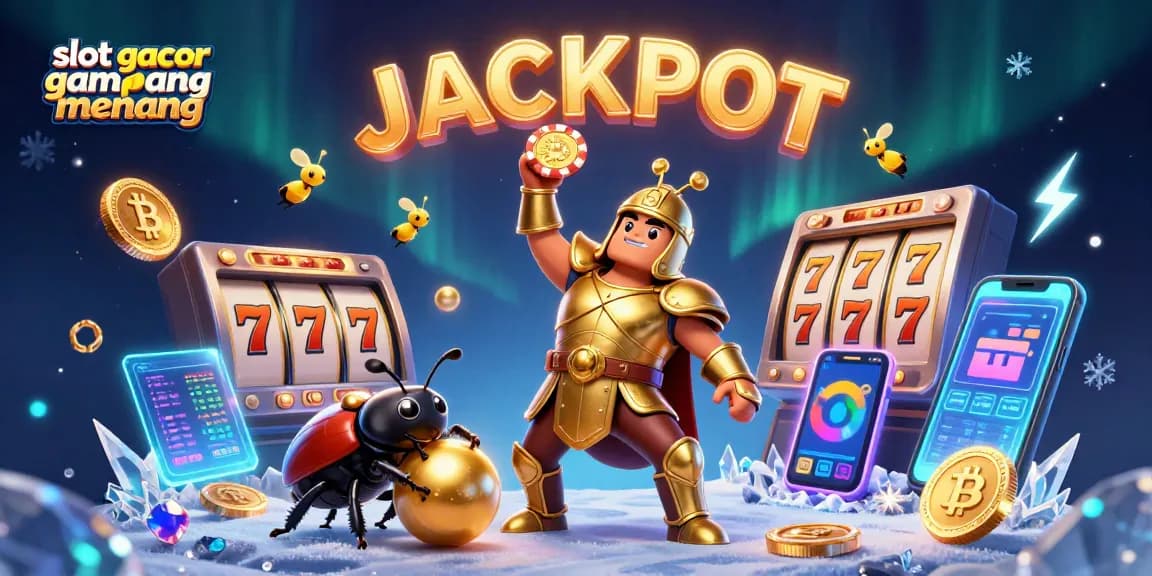 Engage with slot gacor gampang menang through an epic scene of victory in a vibrant 3D casino world.