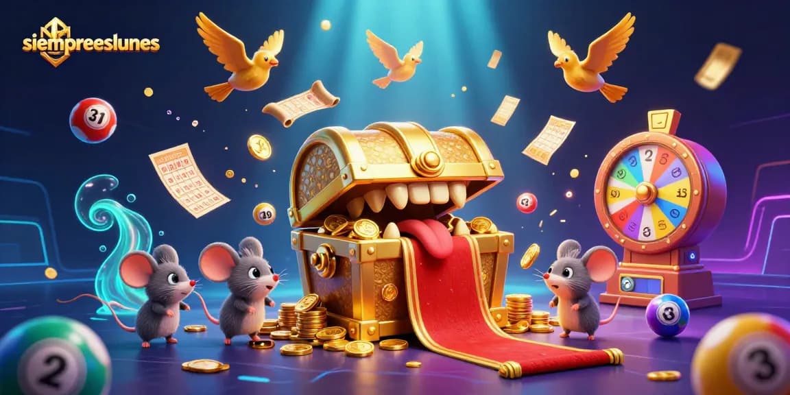 Experience exciting gameplay with siempreeslunes in this vibrant casino illustration featuring dynamic lottery elements.