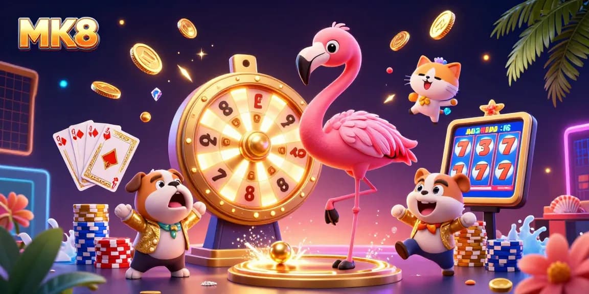 Win big with MK8 at this vibrant casino scene featuring exciting games and prizes!