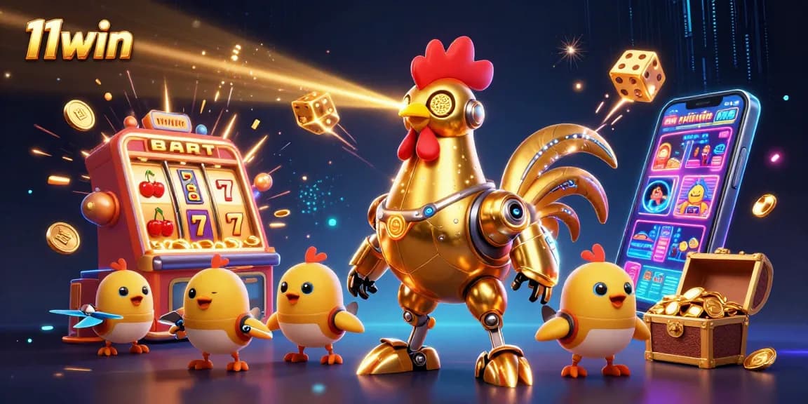 Experience the thrilling world of 11win with dynamic casino-themed visuals and immersive elements.