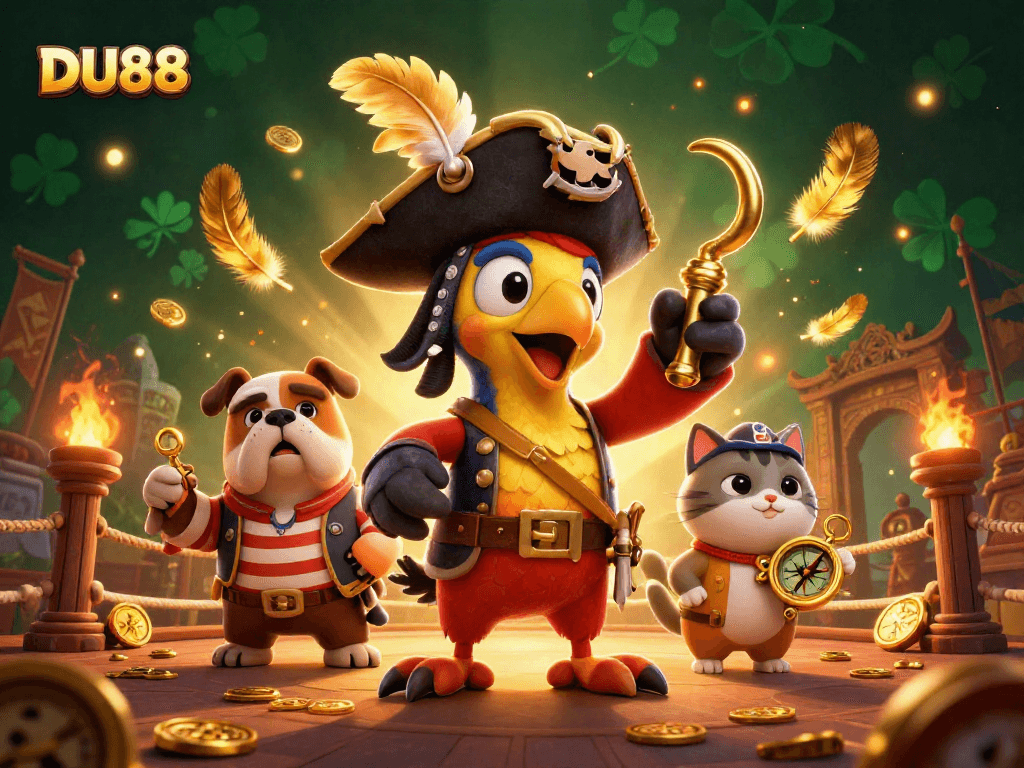 Experience thrilling action at DU88 with pirate-themed casino elements and vibrant gaming symbols.