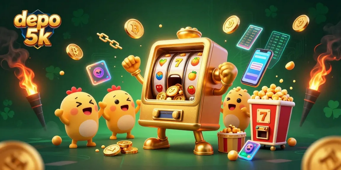 Experience big wins with depo 5k slots featuring dynamic characters and vibrant casino elements.