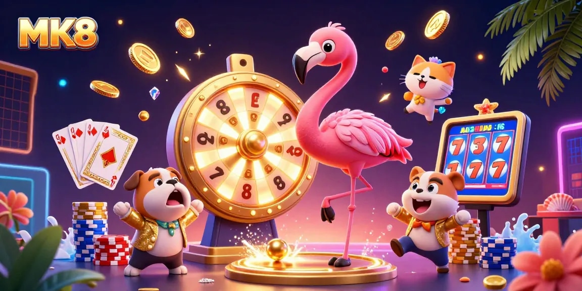 Win big with MK8 at this vibrant casino scene featuring exciting games and prizes!