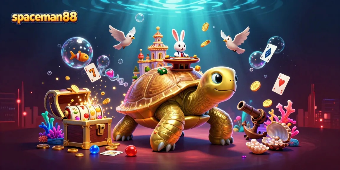 Experience the fortune with spaceman88 in this vibrant casino-themed underwater scene.