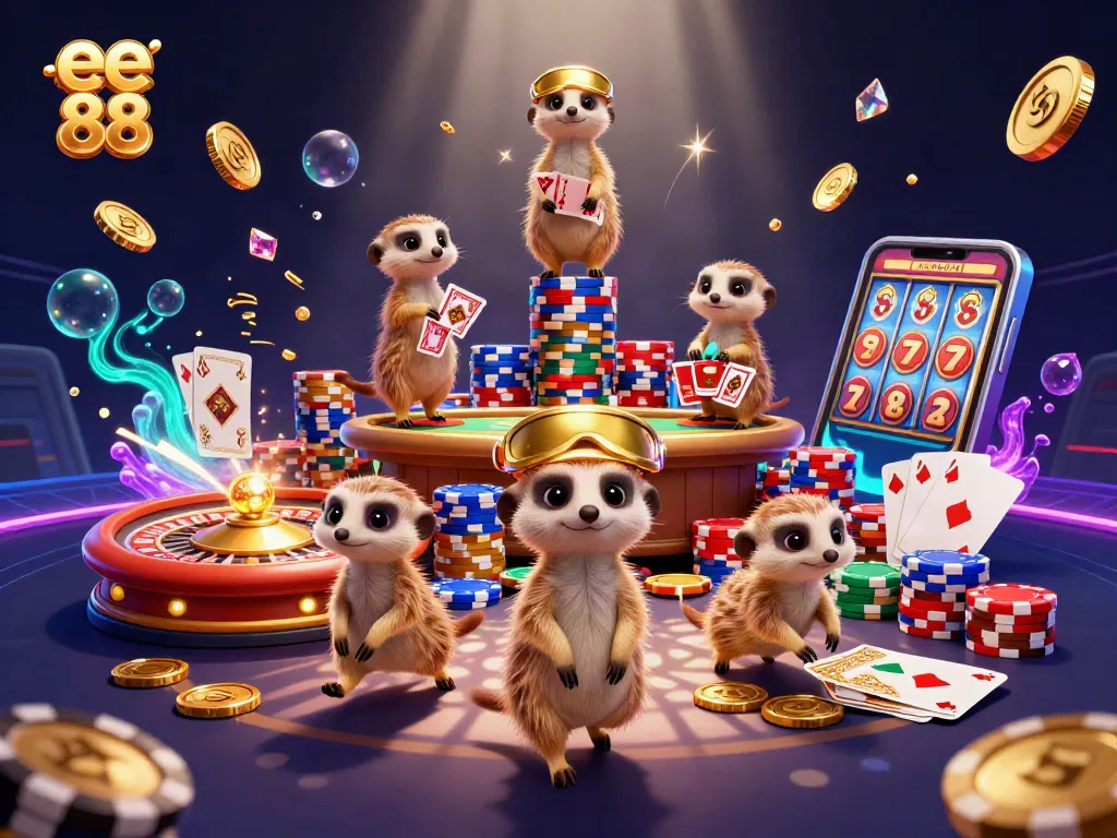 Experience the excitement of ee 88 with adorable meerkats engaging in thrilling casino action, showcasing vibrant game elements.