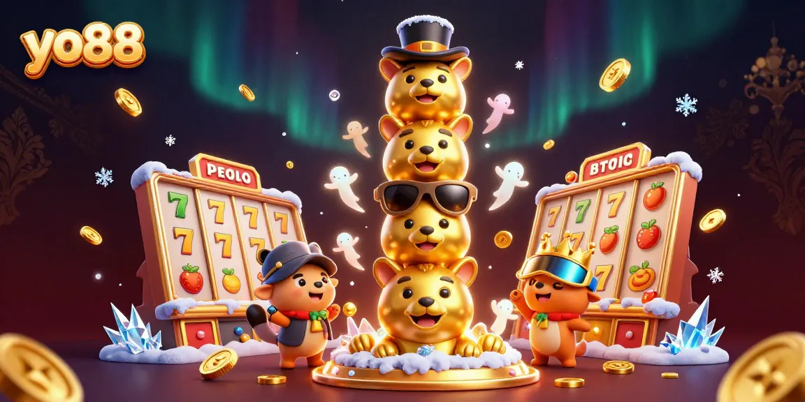 Experience the thrilling world of yo88 with dynamic slots and animated characters in a vibrant casino scene.