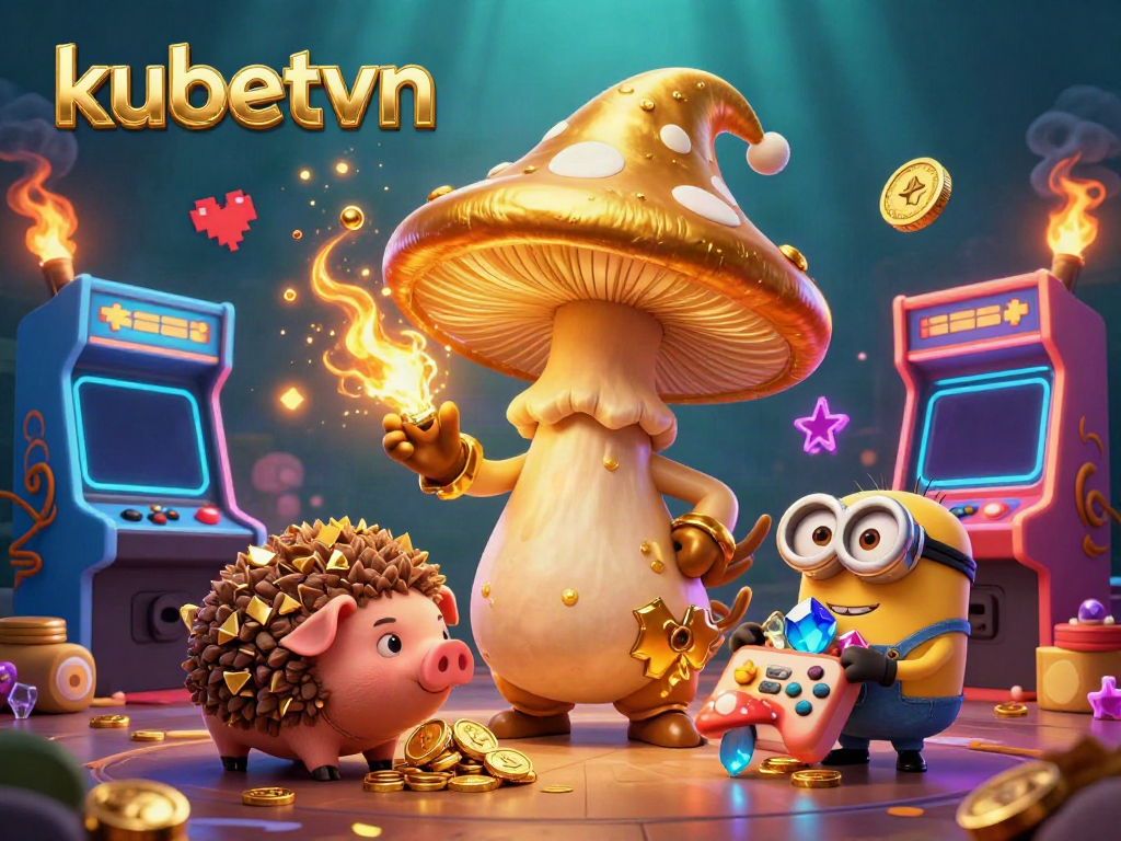 Join the thrilling action at kubetvn with a wizard, treasure-seeking pig, and vibrant gaming elements.