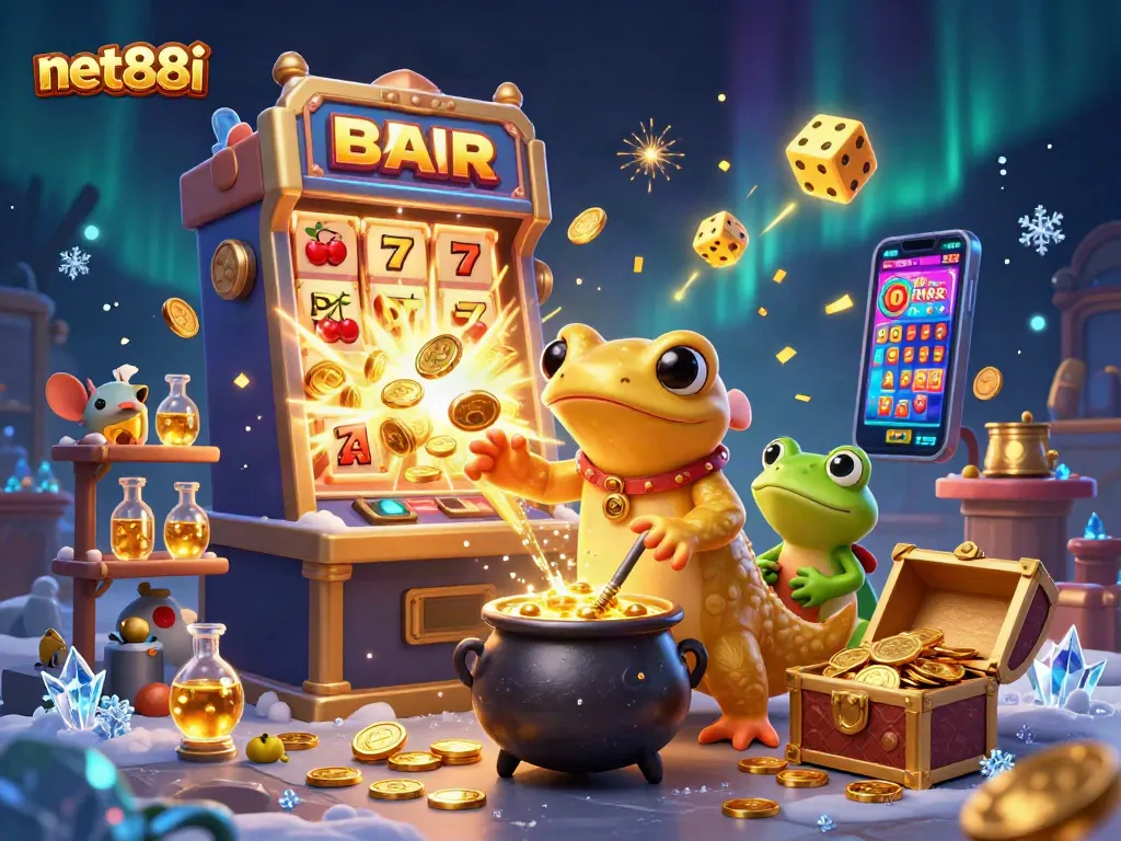 Experience the thrill at net88i with a golden salamander alchemist and jackpot excitement!