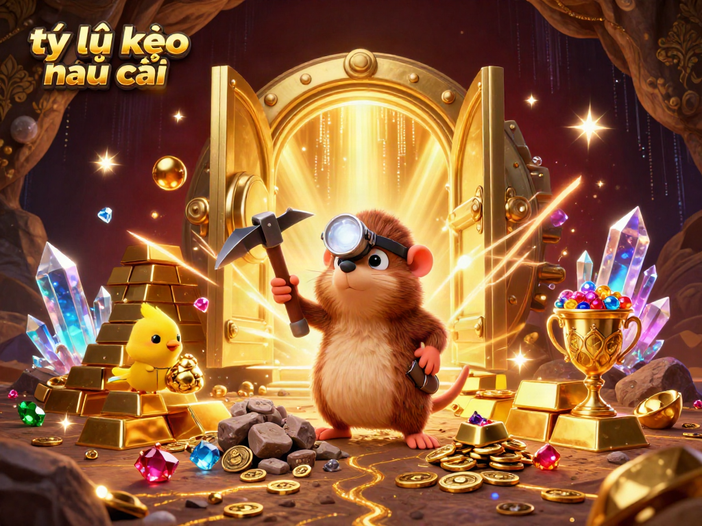Engage with tỷ lệ kèo nhà cái in a vibrant casino scene illustrating a treasure hunting mole and canary amidst golden wealth.