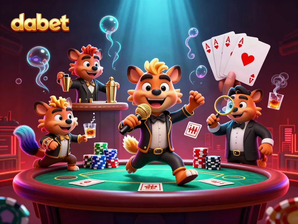 Dabet brings excitement with a lively casino scene featuring comedians, bartenders, and vibrant game elements.