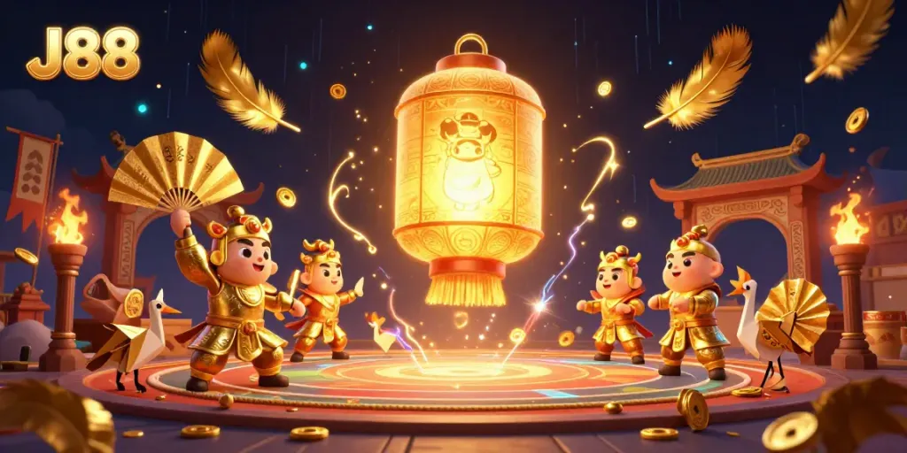 Experience thrilling games at J88's vibrant casino with golden lantern spirit and exciting elements.