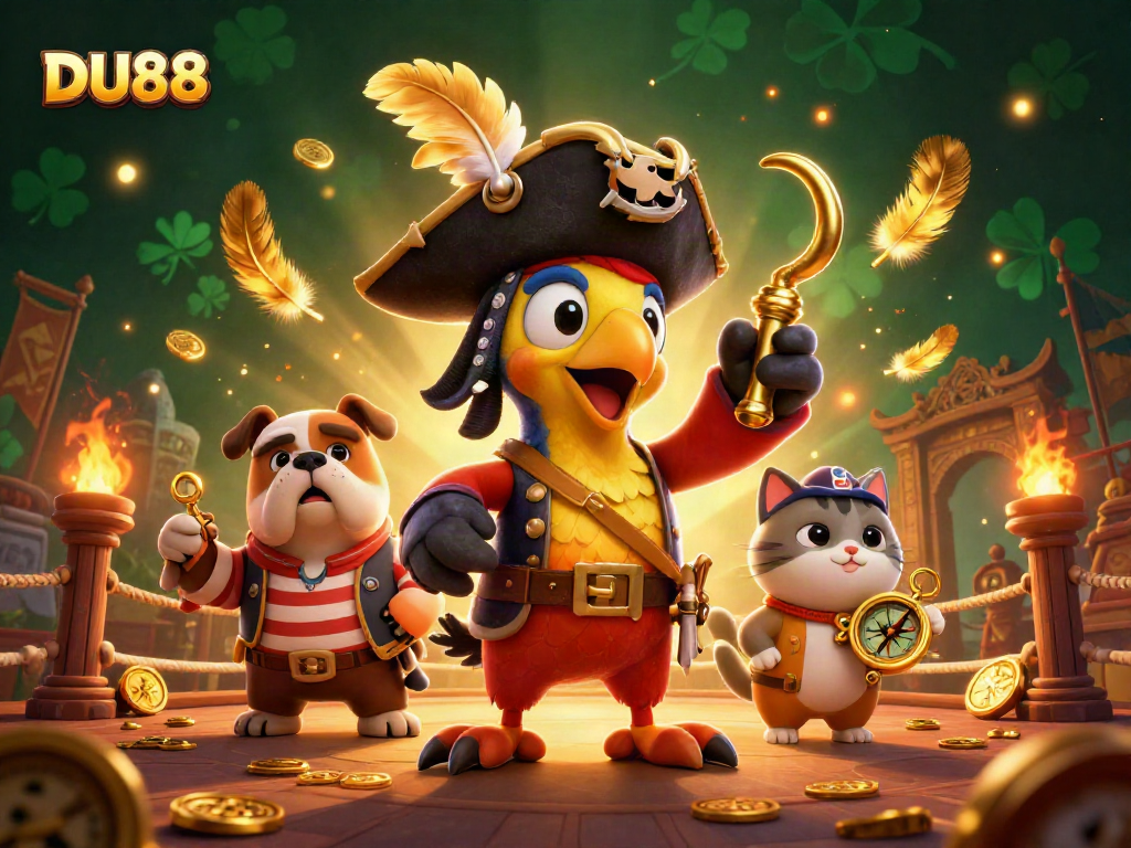 Experience thrilling action at DU88 with pirate-themed casino elements and vibrant gaming symbols.