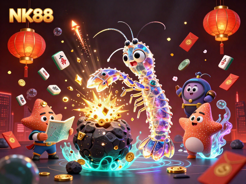 Engage with NK88's thrilling gaming adventure featuring vibrant characters and dynamic casino elements.