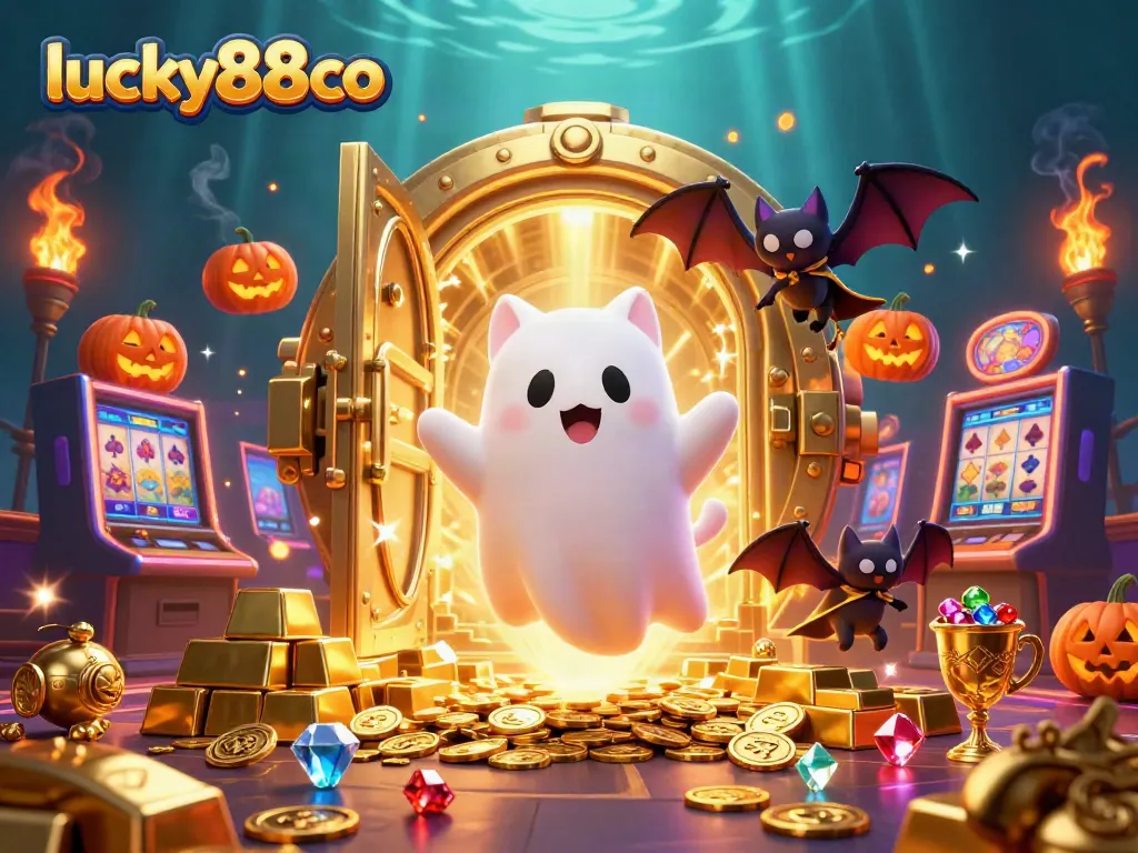 Win big at lucky88co with a captivating ghost cat and vampire bat in a dynamic online casino setting.