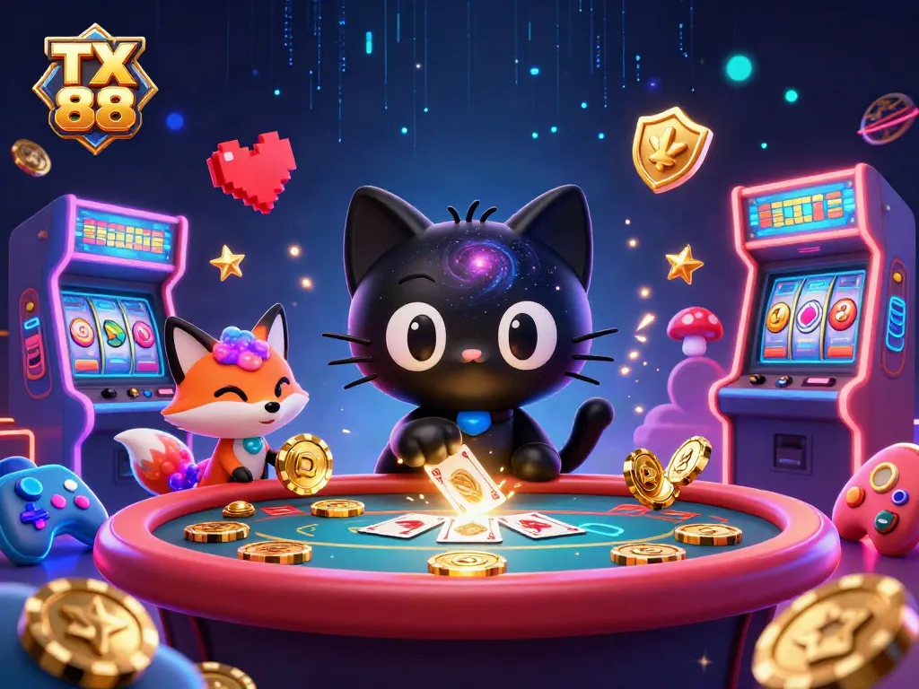 Engage in thrilling gaming action at TX 88 casino with vibrant 3D characters and slots.